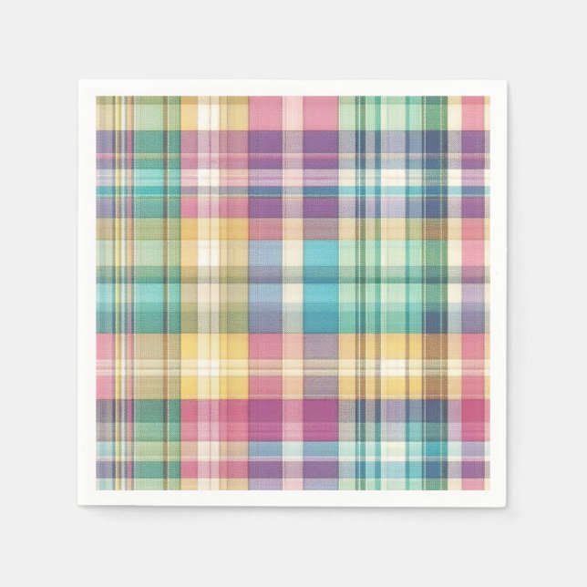 Spring/Easter pastel plaid/tartan  Napkin (Front)