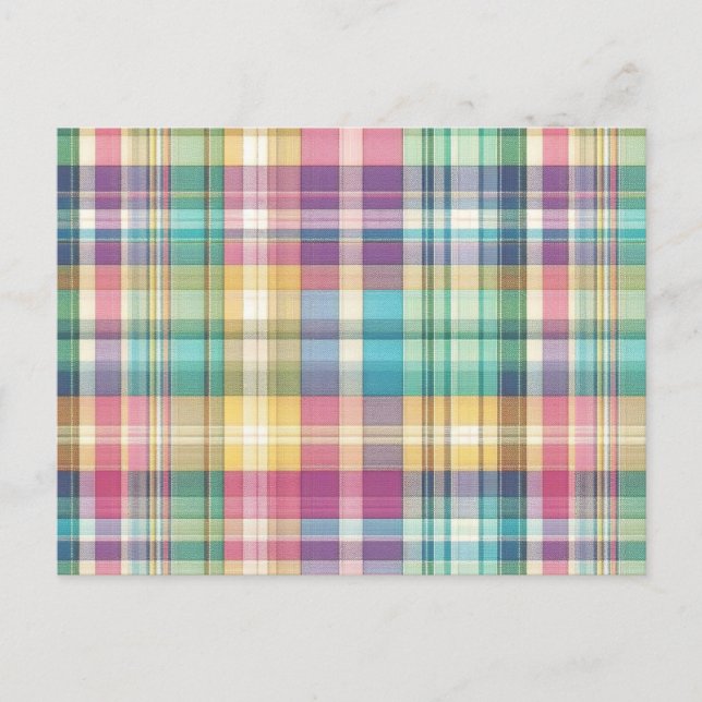 Spring/Easter pastel plaid/tartan  Postcard (Front)