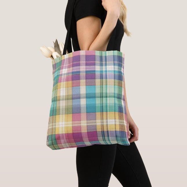 Spring/Easter pastel plaid/tartan  Tote Bag (Close Up)