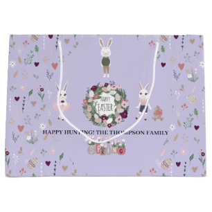 Spring Eggs Bunny Wildflowers Personalised Easter Large Gift Bag