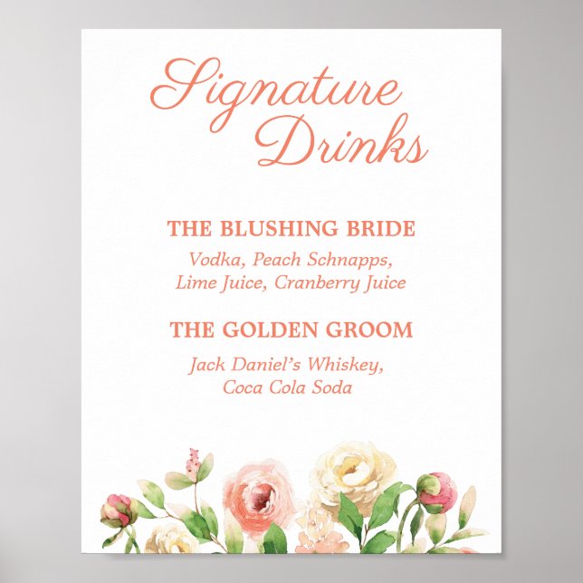 Spring Elegance Signature Drinks Sign (Front)
