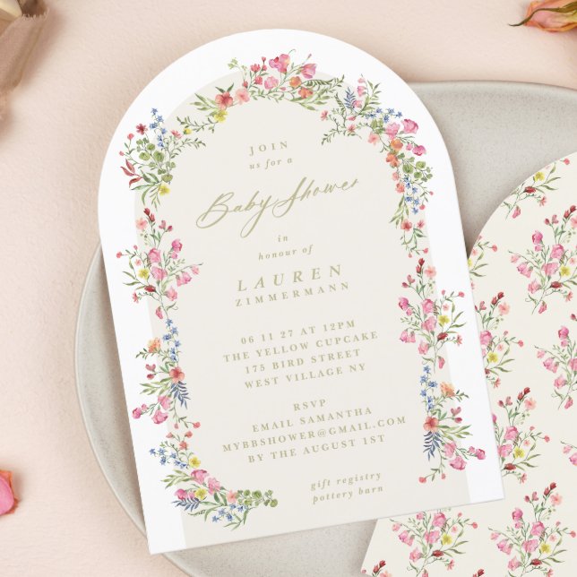 Spring Elegant Dainty Floral Arch Baby Shower Invitation (Creator Uploaded)