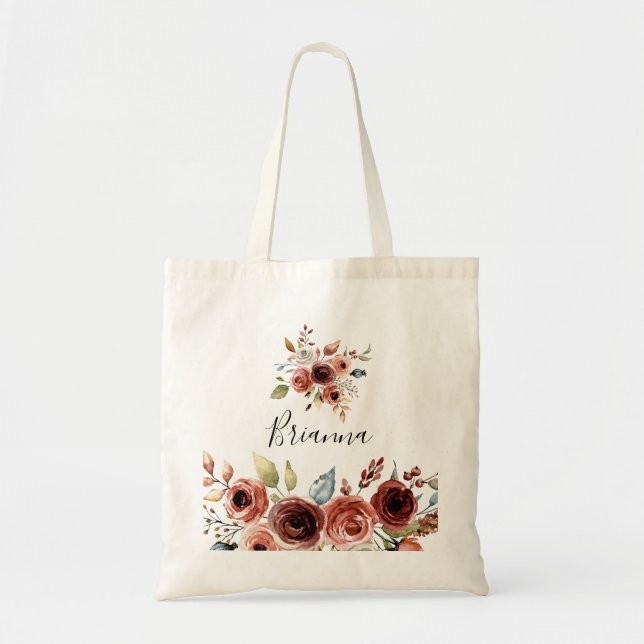 Spring Elegant Floral Bridesmaid Tote Bag (Front)