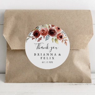 Spring Elegant Floral Thank You Wedding Favour Classic Round Sticker