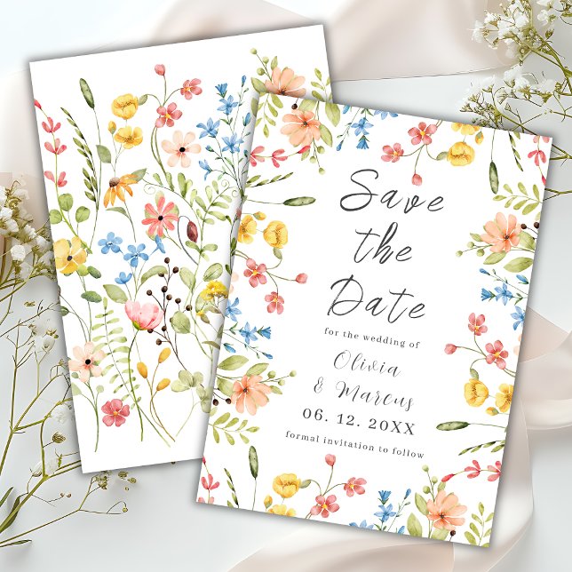 Spring Elegant Wildflowers Modern  Save The Date (Creator Uploaded)