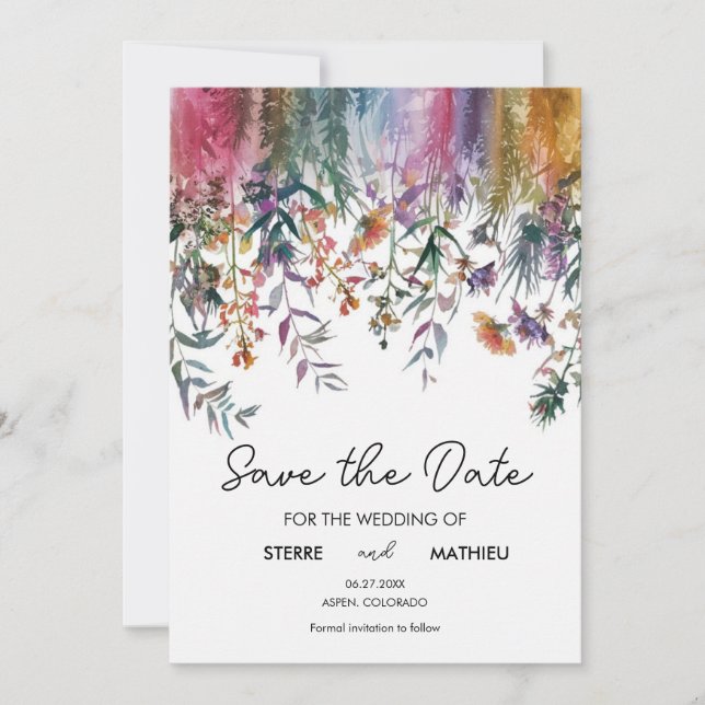 Spring Elegant Wildflowers Save The Date (Front)