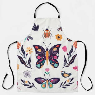 Spring Elements Butterflies Birds Flowers Apron