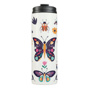 Spring Elements Butterflies Birds Flowers Thermal Tumbler
