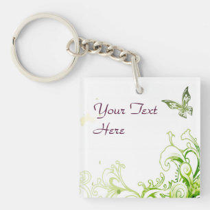 Spring Emerald Green Floral Key Ring