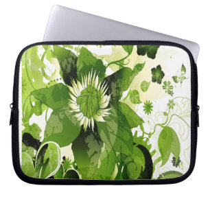 Spring Emerald Green Floral Laptop Sleeve