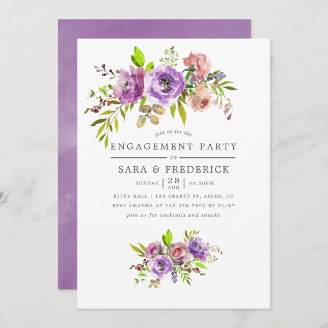 Spring Engagement Party Floral Invitation (Front/Back)