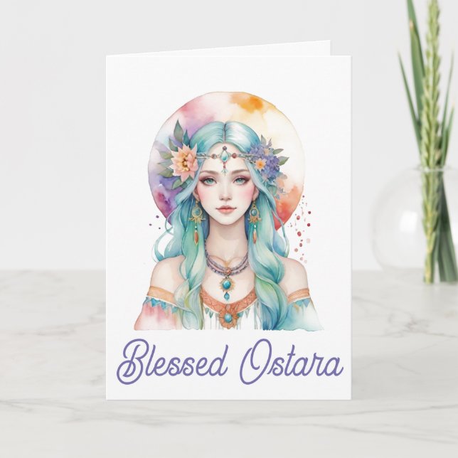 Spring Equinox Blessed Ostara Pagan Greeting Holiday Card (Front)