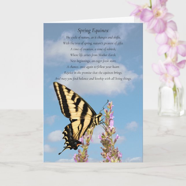 Spring Equinox Ostara Blessings Poem Butterfly Car Card (Orchid)