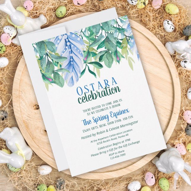 Spring Equinox Ostara Feather Flowers Foliage Invitation (Creator Uploaded)