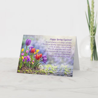 Spring Equinox with Pretty Colorful Tulips Poem Card