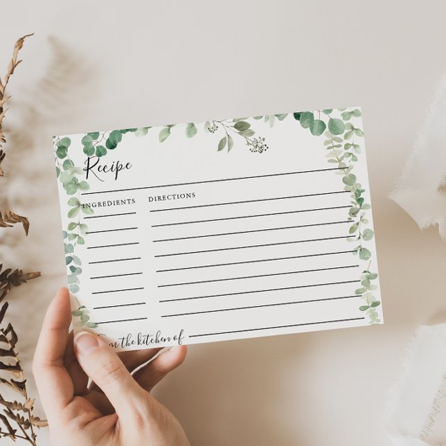 Spring Eucalyptus Green Bridal Shower Recipe Card (Creator Uploaded)
