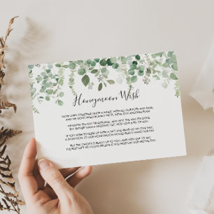 Spring Eucalyptus Greenery Honeymoon Wish Enclosure Card