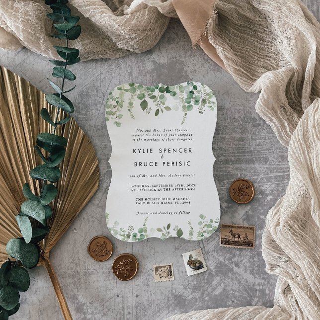 Spring Eucalyptus Greenery Simple Wedding  Invitation (Creator Uploaded)