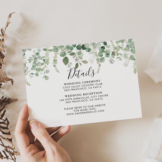 Spring Eucalyptus Greenery Wedding Details  Enclosure Card (Creator Uploaded)