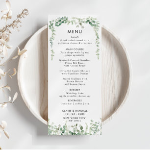 Spring Eucalyptus Greenery Wedding Flat Menu