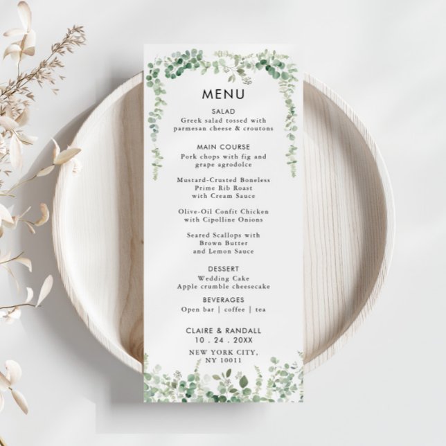 Spring Eucalyptus Greenery Wedding Flat Menu (Creator Uploaded)