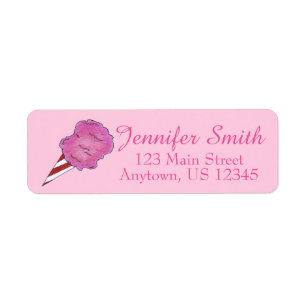 Spring Fair Carnival Festival Pink Cotton Candy Return Address Label