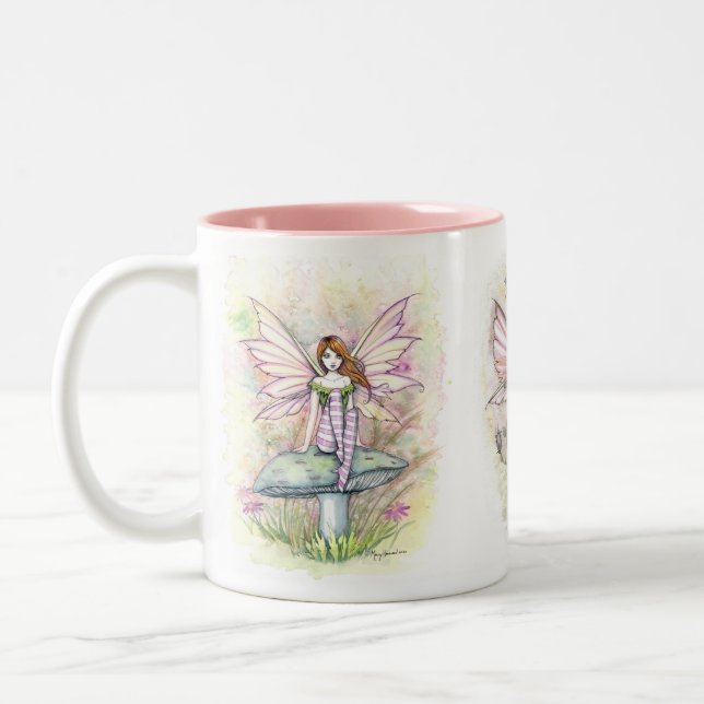 Spring Fairies Art by Molly Harrison Two-Tone Coffee Mug (Left)