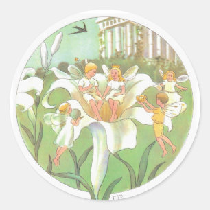Spring Fairy Flower Party Classic Round Sticker