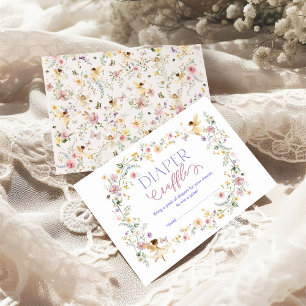 Spring Fairy Wildflower Garden Baby Diaper Raffle Enclosure Card