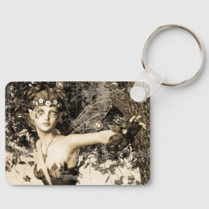 Spring Fairy Woodland Vintage Photo Fantasy Art Key Ring