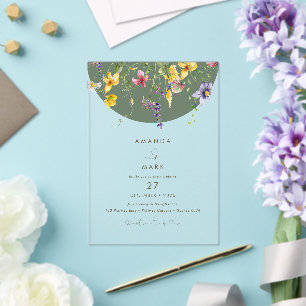 Spring Fall Boho Wildflower Bloom Whimsical Acrylic Invitations