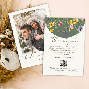 Spring Fall Boho Wildflower Bloom Whimsical Thank You Card