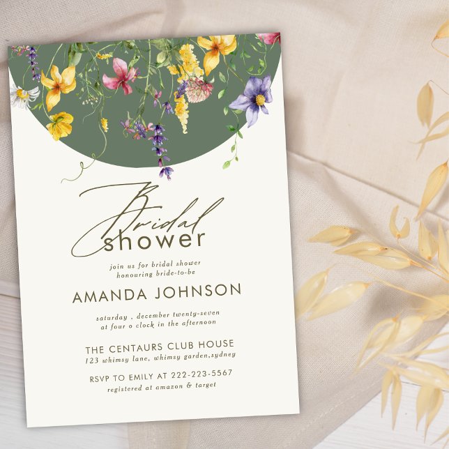 Spring Fall Boho Wildflowers Bridal Shower Invitation (Creator Uploaded)