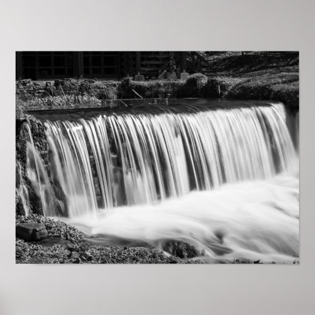 Spring Falls At Hodgson Grayscale Poster (Front)