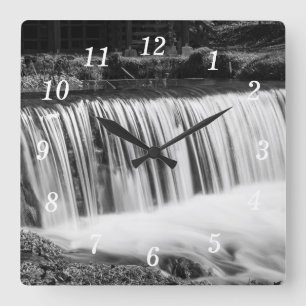 Spring Falls At Hodgson Grayscale Wall Clock