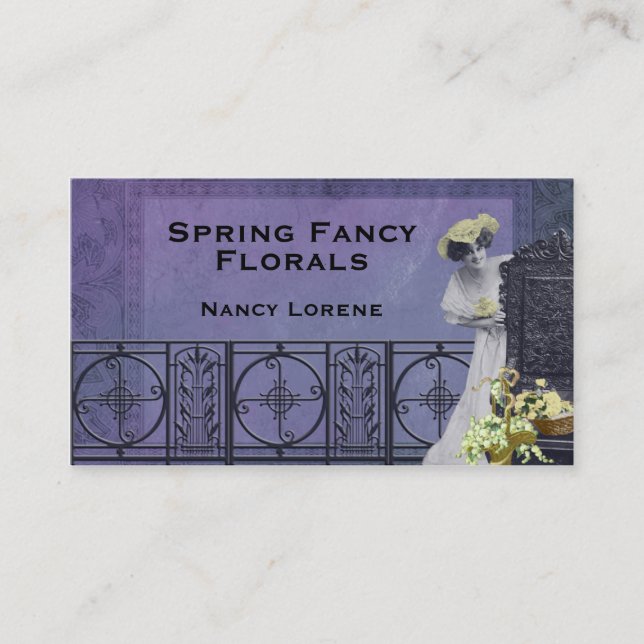 Spring Fancy in Purple and Yellow Business Card (Front)
