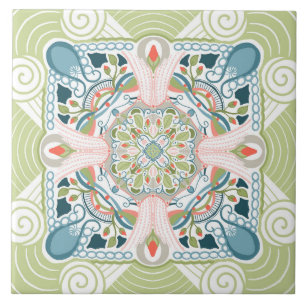 Spring Fantasy Mandala Ceramic Tile