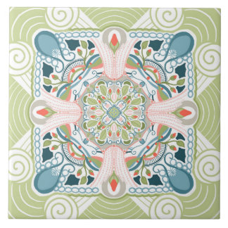 Spring Fantasy Mandala Ceramic Tile