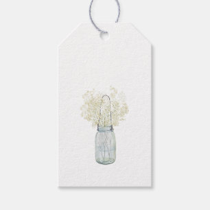 Spring Farmhouse Vintage Jar with White Flowers Gift Tags