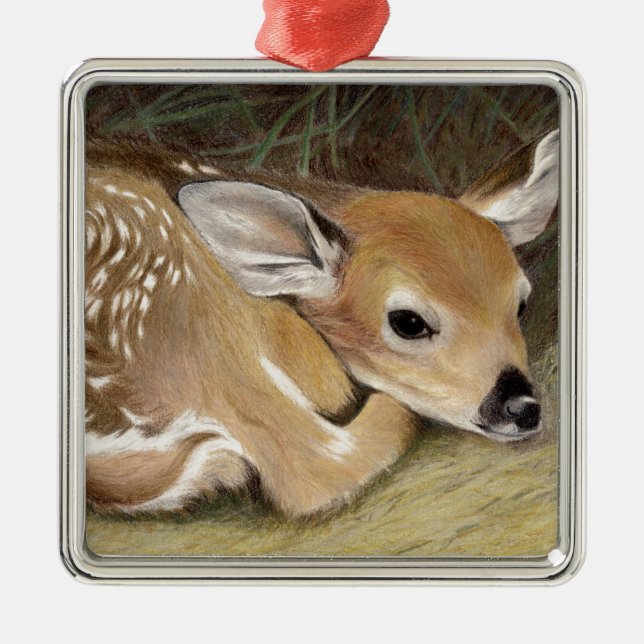 Spring Fawn Metal Ornament (Front)