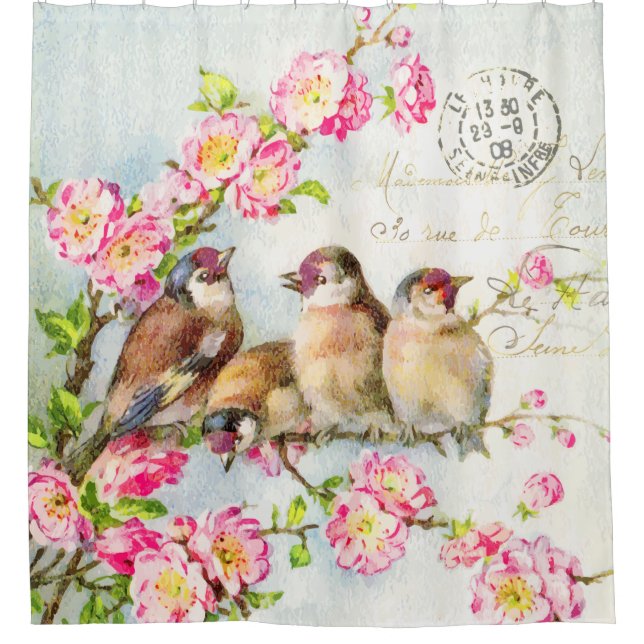 Spring Feathers Shower Curtain (Front)