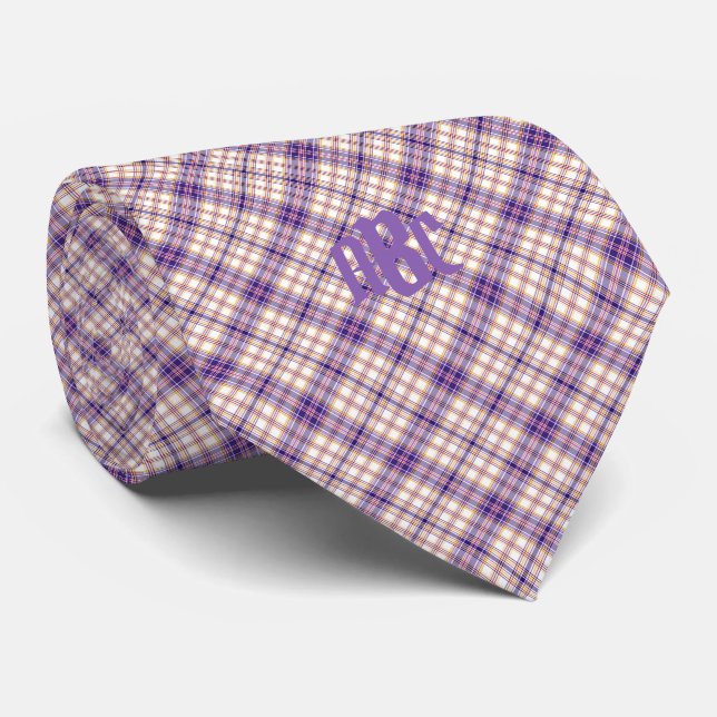 Spring Fever Plaid with Monogram Tie (Rolled)