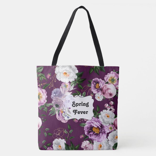 Spring Fever Purple Floral Fashion Tote (Front)