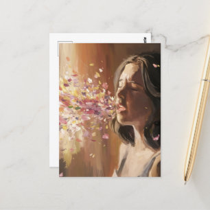 Spring Fever Woman Surreal Postcard