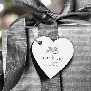 Spring fleur de lis elegant mono wedding thank you favour tags