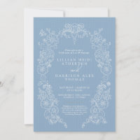 Spring Fleur de lis wedding dusty blue white
