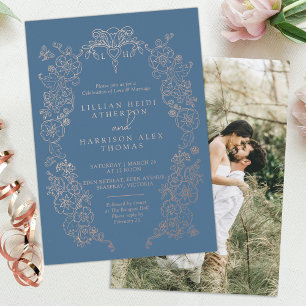 Spring Fleur de lis wedding grey blue