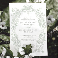 Spring Fleur de lis wedding sage green white