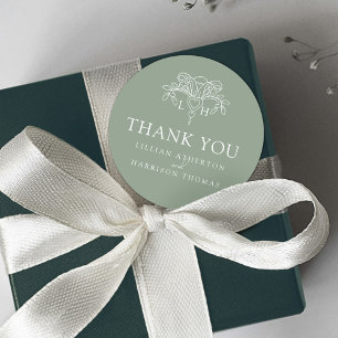 Spring fleur de lis wedding thank you green favour classic round sticker
