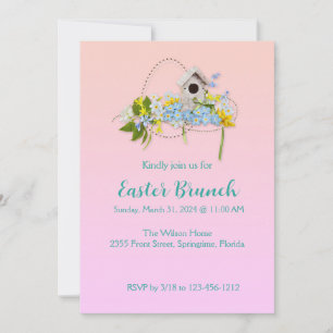 Spring Fling Birdhouse Easter Brunch Invitation